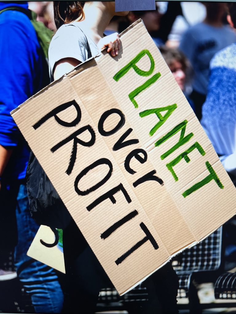 Planet over profit sign